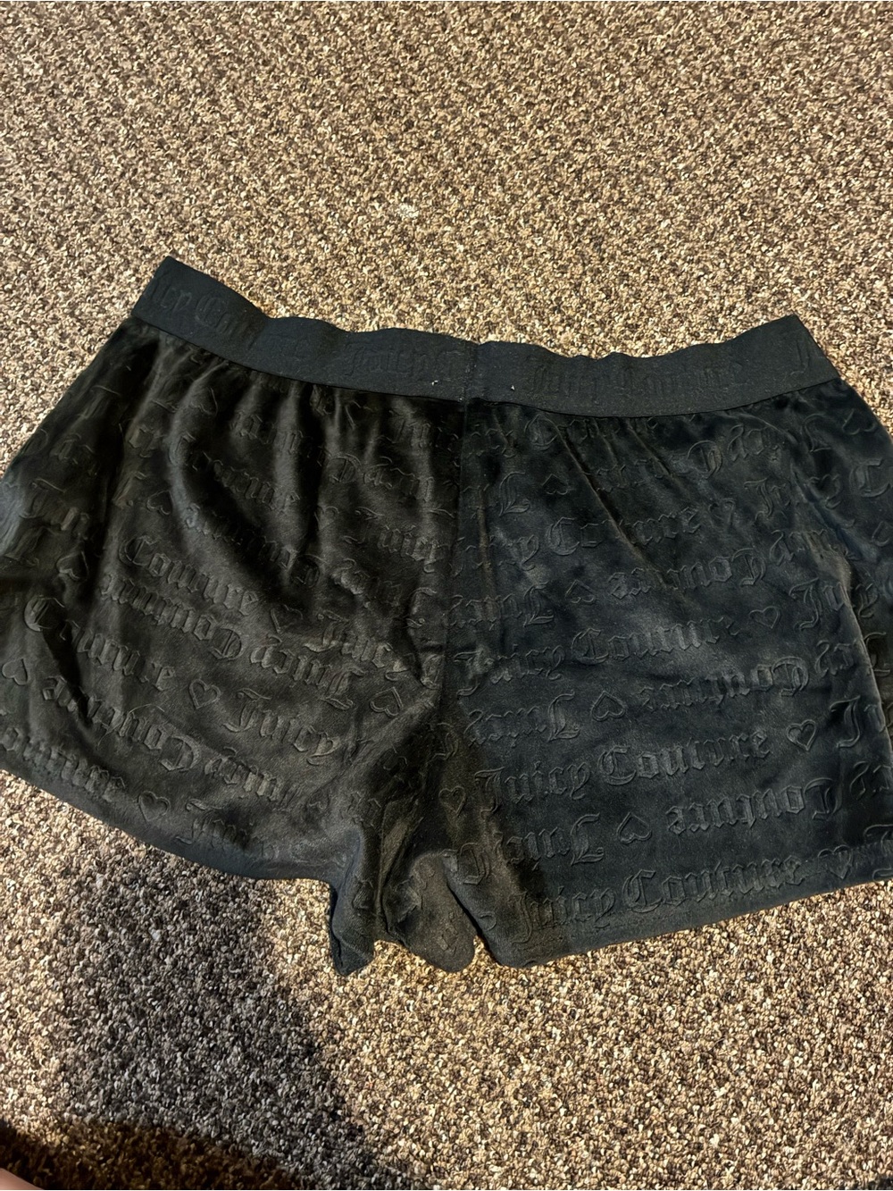 Juicy Couture Black Velour Logo-Text Men's Athletic Shorts